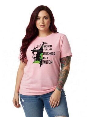Plus Pink Short Sleeve Witch Graphic Tee